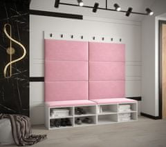 Veneti Široký botník s čalouněnými panely HARRISON - bílý, růžové panely