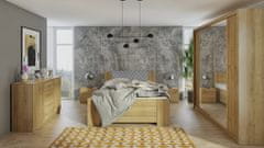 Veneti Ložnicová sestava s postelí 160x200 CORTLAND 4 - dub zlatý / šedá ekokůže