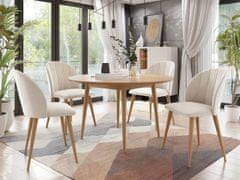 Veneti Kulatý jídelní stůl 120 cm se 4 židlemi NOWEN 1 - přírodní dřevo / béžový