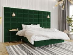 Veneti Čalouněná manželská postel 160x200 NECHLIN 2 - zelená + panely 40x30 cm ZDARMA