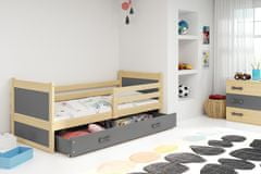 Veneti Dětská postel s úložným prostorem bez matrace 90x200 FERGUS - borovice / grafit