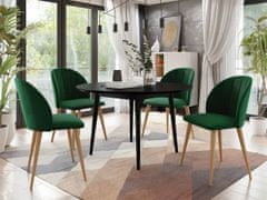 Veneti Jídelní stůl 120 cm se 4 židlemi NOWEN 1 - černý / přírodní dřevo / zelený