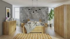 Veneti Ložnicová sestava s postelí 160x200 CORTLAND 8 - dub zlatý / šedá ekokůže
