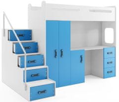 Veneti Dětská patrová postel s úložným prostorem bez matrace 80x200 IDA 4 - bílá / modrá