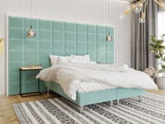 Veneti Čalouněná manželská postel 160x200 NECHLIN 2 - mentolová + panely 40x30 cm ZDARMA