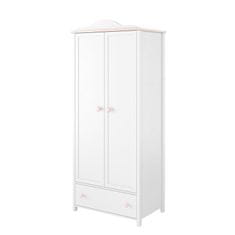 Veneti Šatní skříň 85 cm do dětského pokoje LEGUAN 1 - bílá / růžová