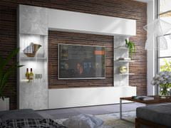 Veneti Moderní obývací stěna FORDE - beton / bílá