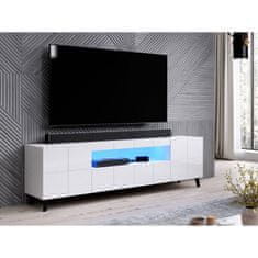 Veneti Televizní stolek s LED osvětlením ALLEN - lesklý bílý