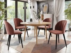 Veneti Jídelní stůl 120 cm se 4 židlemi NOWEN 1 - přírodní dřevo / černý / růžový