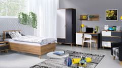 Veneti Studentský nábytek s postelí 90x200 VISTA 3 - dub zlatý / bílý / grafit