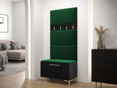 Veneti Nábytek do předsíně s čalouněnými panely ANDORA 3 - černý / zelený