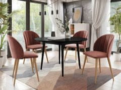 Veneti Jídelní stůl 120 cm se 4 židlemi NOWEN 1 - černý / přírodní dřevo / růžový