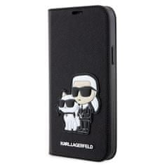 Karl Lagerfeld Knížkové pouzdro PU Saffiano Karl and Choupette NFT na iPhone 12 - 12 Pro černé