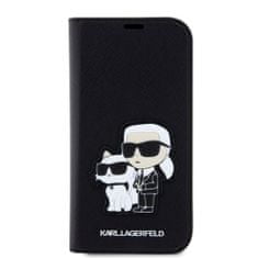 Karl Lagerfeld Knížkové pouzdro PU Saffiano Karl and Choupette NFT na iPhone 13 černé
