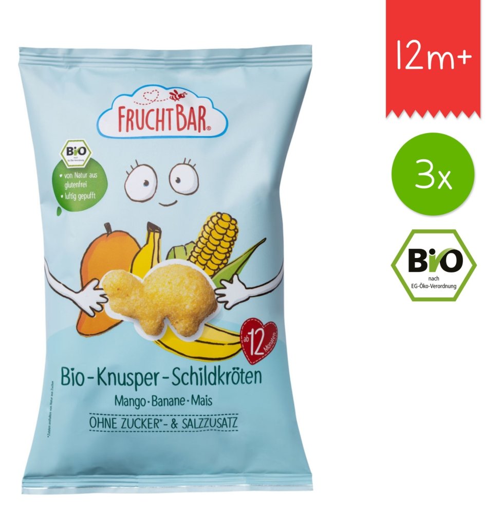 Levně FruchtBar BIO Křupky Želvy - Kukuřice, mango a banán 3x30g