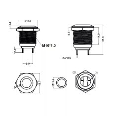 T-LED Vypínač tlačítkový M16 250V/5A kovový 113103