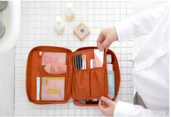 INNA Kosmetický kufřík Toaletní taška Make Up Bag Make Up Case Cestovní taška Beauty Case s rukojetí Kosmetická taška Storage Bag pro toaletní potřeby v námořnické oranžová