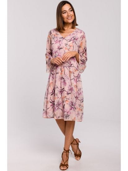Style Stylove Dámské květované šaty Iseulon S214 růžová