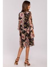 Style Stylove Dámské květované šaty Iseulon S214 černo-růžová XL