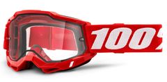 100% ACCURI 2, 100% Enduro Moto brýle červené, čiré Dual plexi