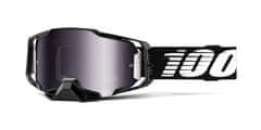 100% brýle ARMEGA Black, 100% (stříbrné chrom plexi s čepy pro slídy) 50710-001-02