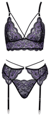 Cottelli Collection Cottelli Lorae Set (Purple), komplet s květinovou krajkou M