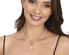 JwL Luxury Pearls Stylový pozlacený náhrdelník s pravými říčními perlami JL0798