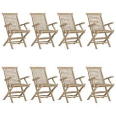 Petromila Skládací zahradní židle 8 ks šedé 56 x 61 x 89 cm masivní teak