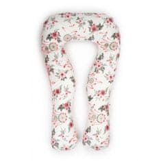 Flumi Těhotenský polštář bílý s růžovými květy typu U