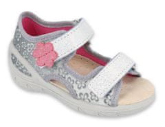 Befado dívčí sandálky SUNNY 065P139 stříbrné, kytičky, velikost 24