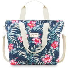 ZAGATTO Dámská shopper kabelka tmavě modrá s květinovým motivem, velká prostorná taška přes rameno, vejde se do ní formát A4, dlouhý popruh přes rameno, nákupní taška, prostorný a lehký taška, 34x35x17, ZG742