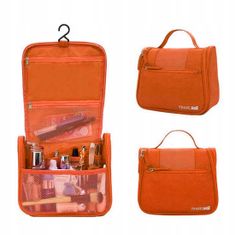 INNA Toaletní taška Cestovní kosmetická taška Toaletní taška Make-up Bag Cestovní taška Kosmetické pouzdro s rukojetí Kosmetické pouzdro s háčkem v oranžová