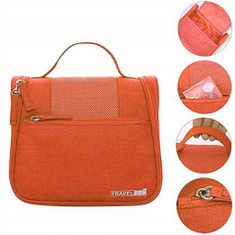 INNA Toaletní taška Cestovní kosmetická taška Toaletní taška Make-up Bag Cestovní taška Kosmetické pouzdro s rukojetí Kosmetické pouzdro s háčkem v oranžová
