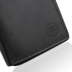 Betlewski Černá kožená peněženka na zip pro muže
