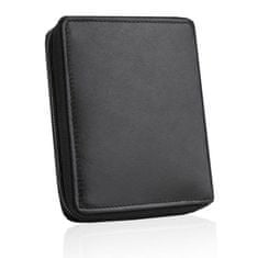 Betlewski Černá kožená peněženka na zip pro muže