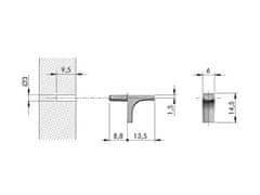 Dimex Moderní policová podpěrka K-line do nábytku, kolík ø 3 mm, stříbrná, 8 ks