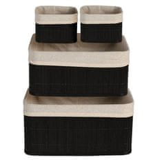 EXCELLENT Úložné košíky sada 4 ks bambus, textil černá Excellent KO-HX9100610
