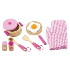 Viga Dětské dřevěné nádobí -snídaně růžové