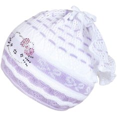 NEW BABY Pletená čepička-šátek kočička fialová, vel. 104 (3-4r)