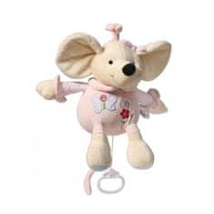 BabyOno Plyšová hračka s hracím strojkem Myška růžová 31cm