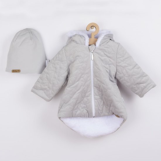 NICOL Zimní kojenecký kabátek s čepičkou Nicol Kids Winter šedý, vel.
