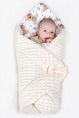 NEW BABY Oboustranná Zavinovačka z Minky 75x75 cm teddy šedá hvězdičky tyrkysové