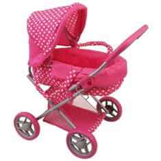 Baby Mix Hluboký kočárek pro panenky puntíkovaný růžový
