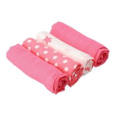 NEW BABY Látkové bavlněné pleny Softy s potiskem 70 x 70 cm 4 ks růžovo-bílé