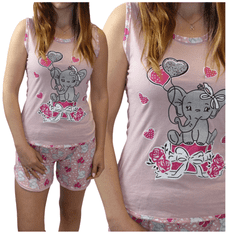 INNA Dámské pyžamo růžové krátké kalhoty slon XL