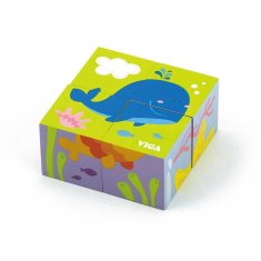 Viga Dřevěné puzzle kostky pro nejmenší Velryba