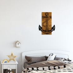 Wallity Nástěnná dřevěná dekorace ANCHOR hnědá/černá