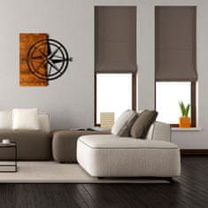 Wallity Nástěnná dřevěná dekorace COMPASS hnědá/černá
