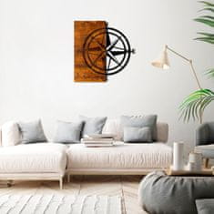 Wallity Nástěnná dřevěná dekorace COMPASS hnědá/černá
