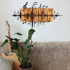Wallity Nástěnná dřevěná dekorace MUSIC hnědá/černá
